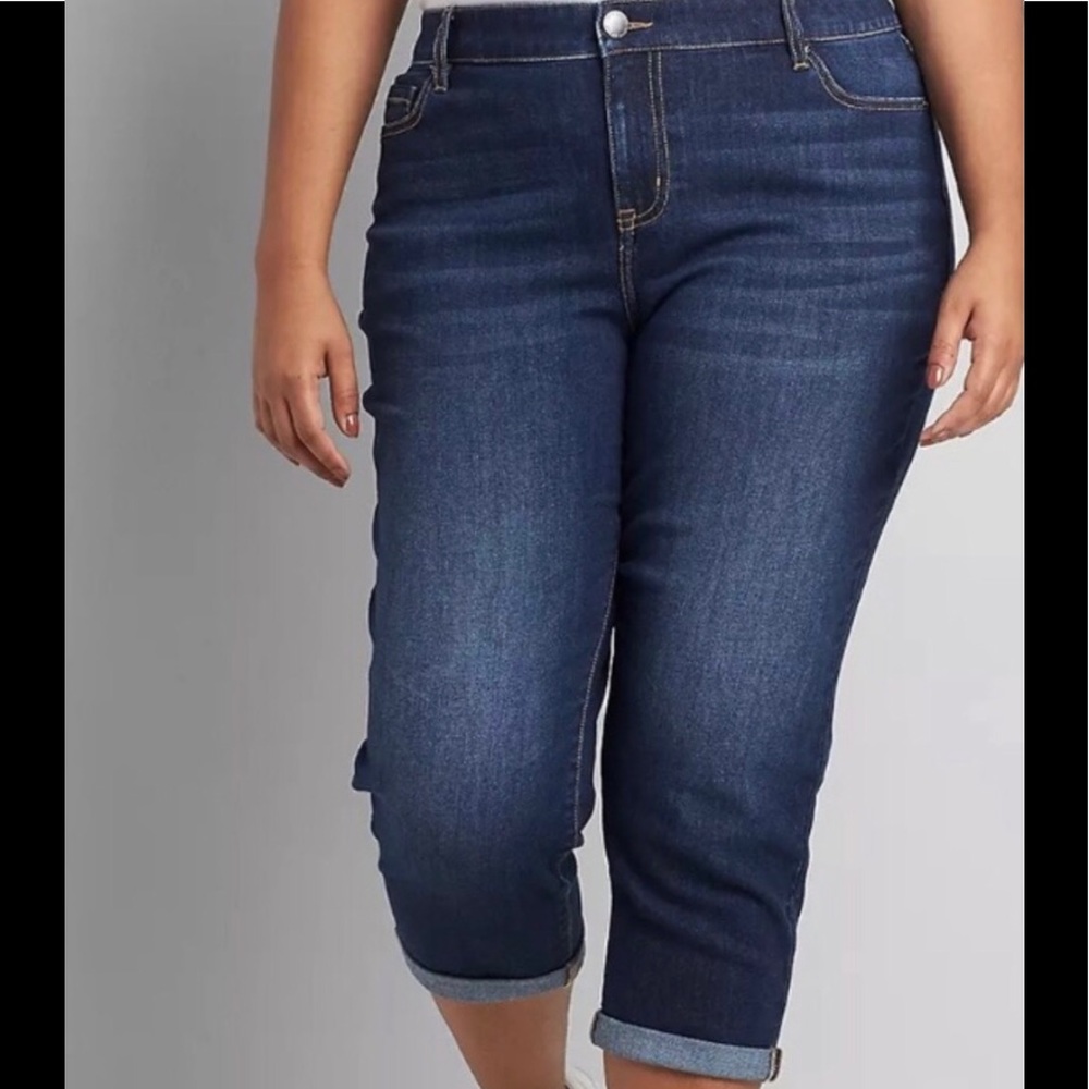 NWT Lane Bryant Signature Fit Boyfriend Mid Rise Blue Jean Capris Size 20